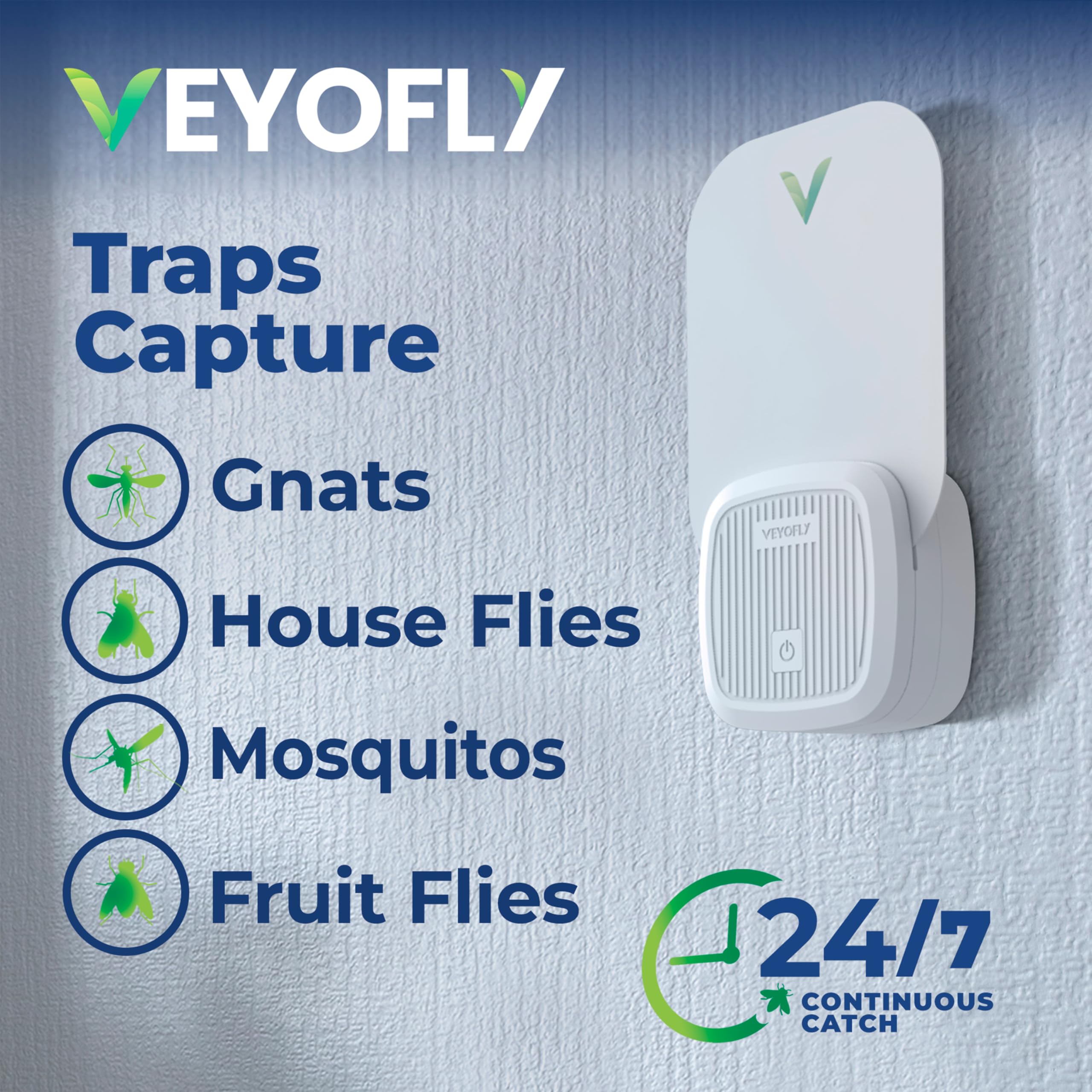 VEYOFLY Fruit Fly Trap with blue-violet light on