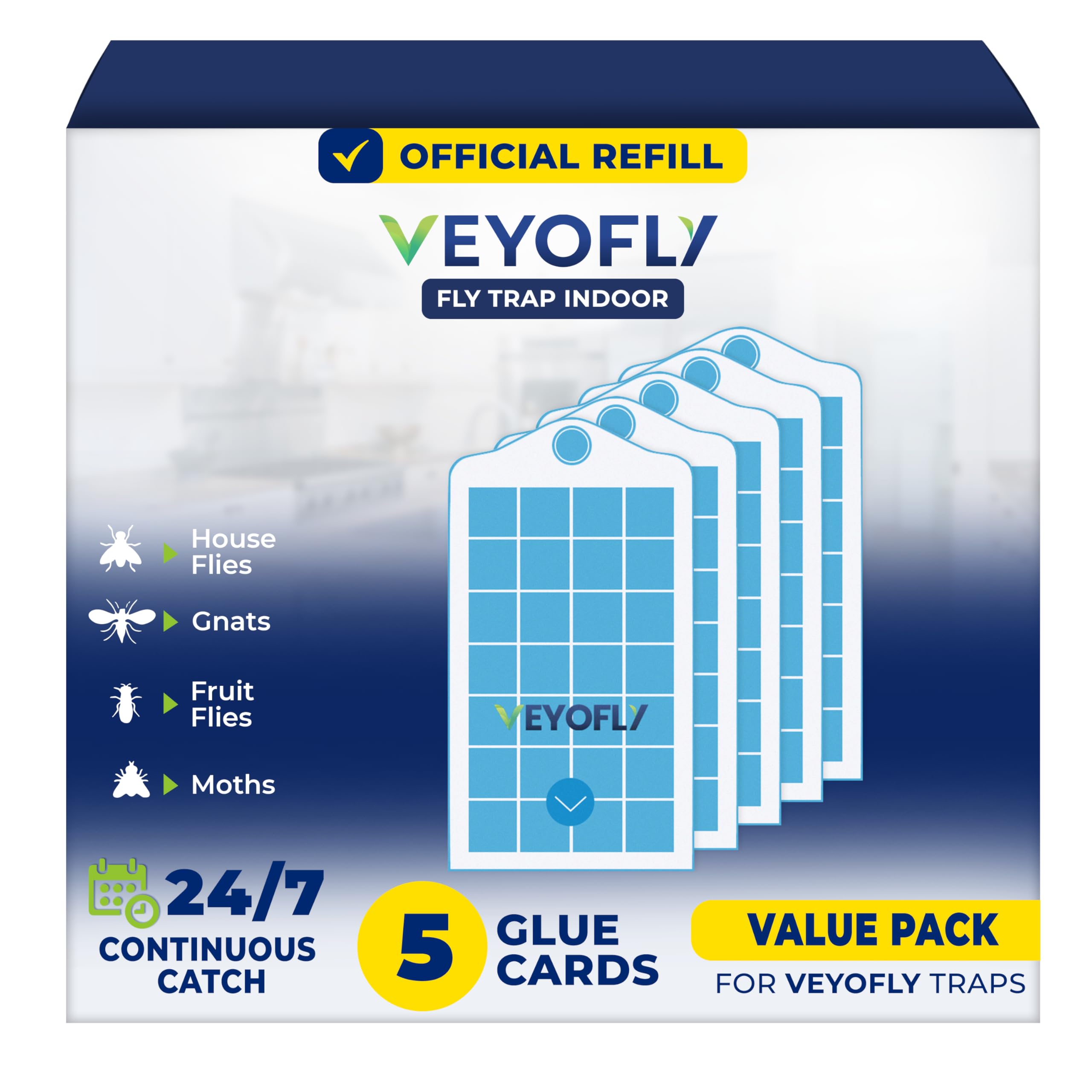 VEYOFLY refill fruit fly traps indoor, black pack front view