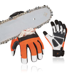 Vgo... Leather Chainsaw Gloves left-hand side view