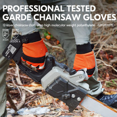 Vgo... Leather Chainsaw Gloves with neoprene cuff and closure