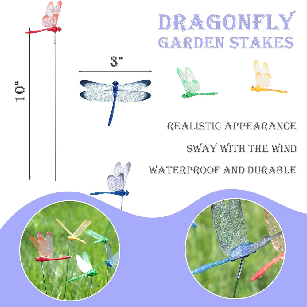 VGOODALL dragonfly garden stakes displayed in a garden setting