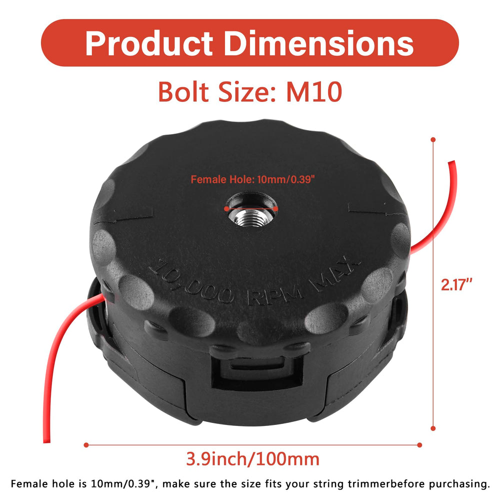 VIABRICO Trimmer Head dimensions and specifications detail