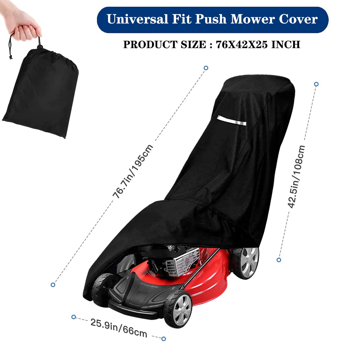 Viadom lawn mower cover secured on a Honda lawn mower