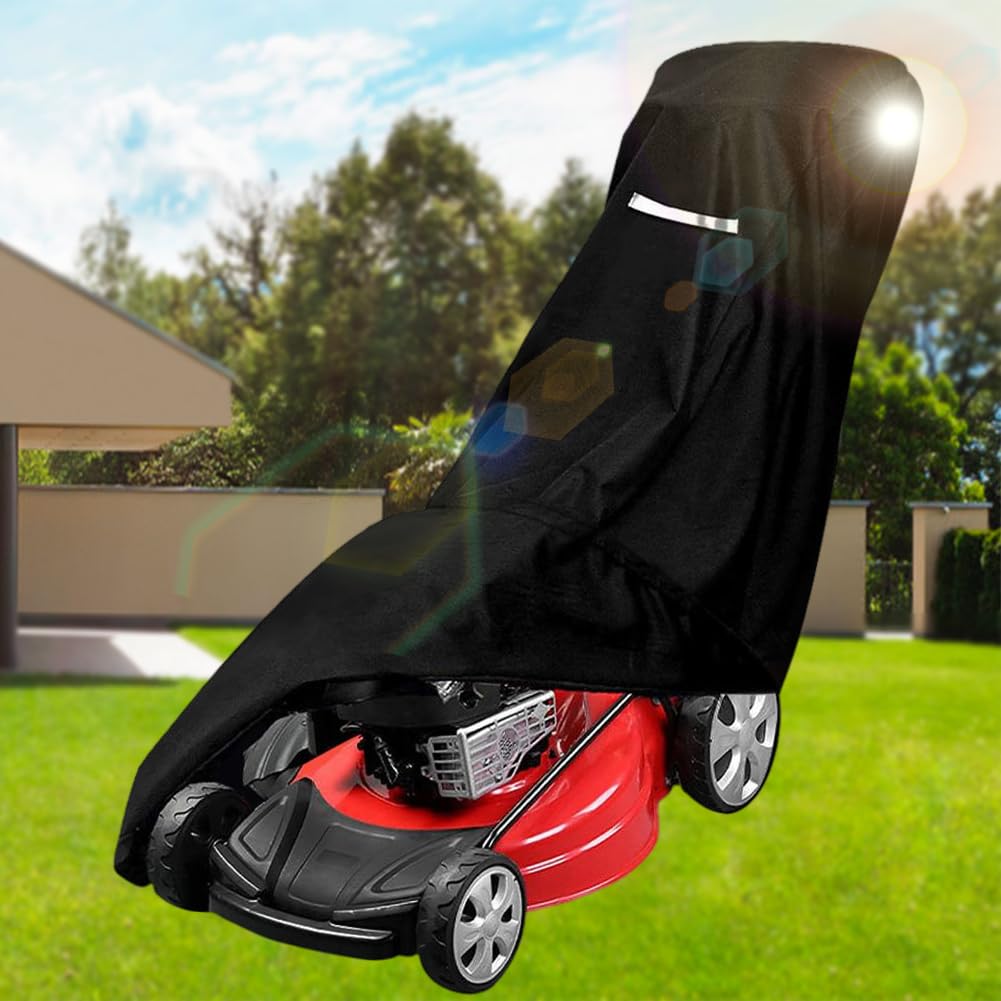 Viadom lawn mower cover with drawstring and storage bag
