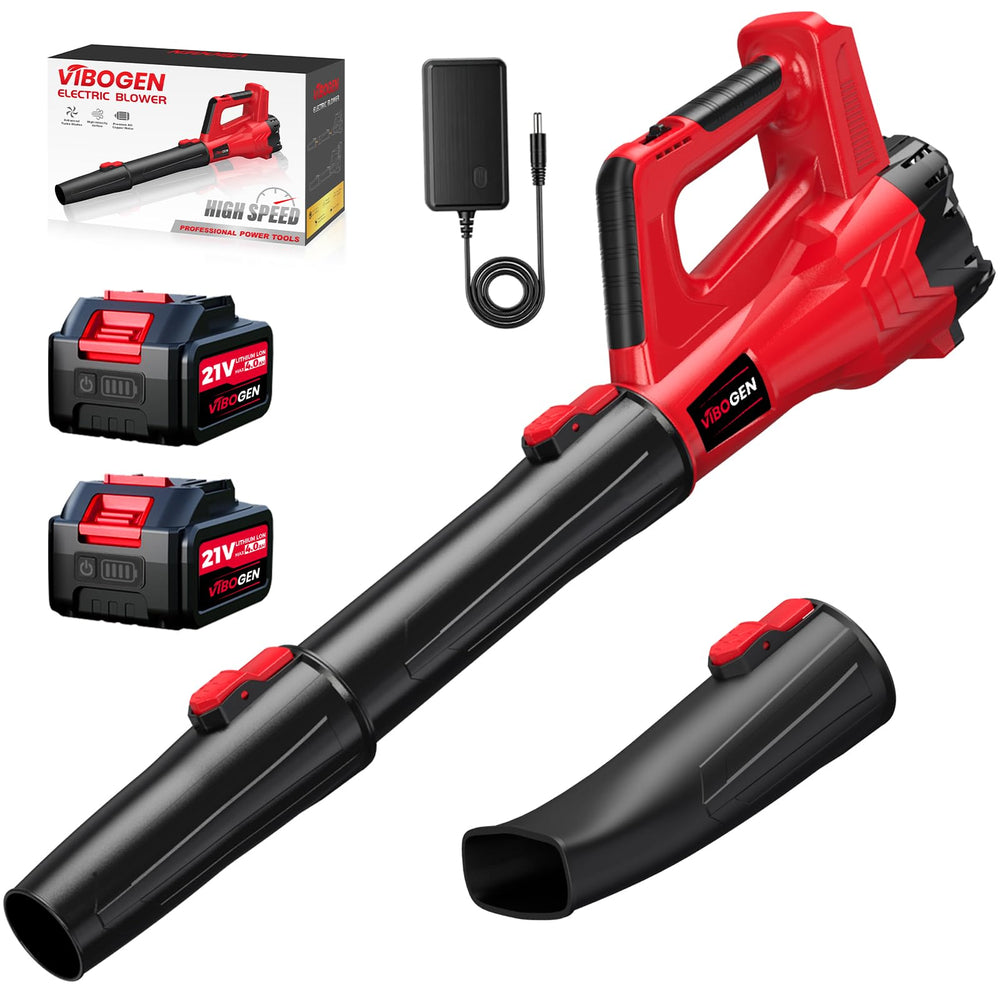 VIBOGEN Cordless Leaf Blower front view with red design