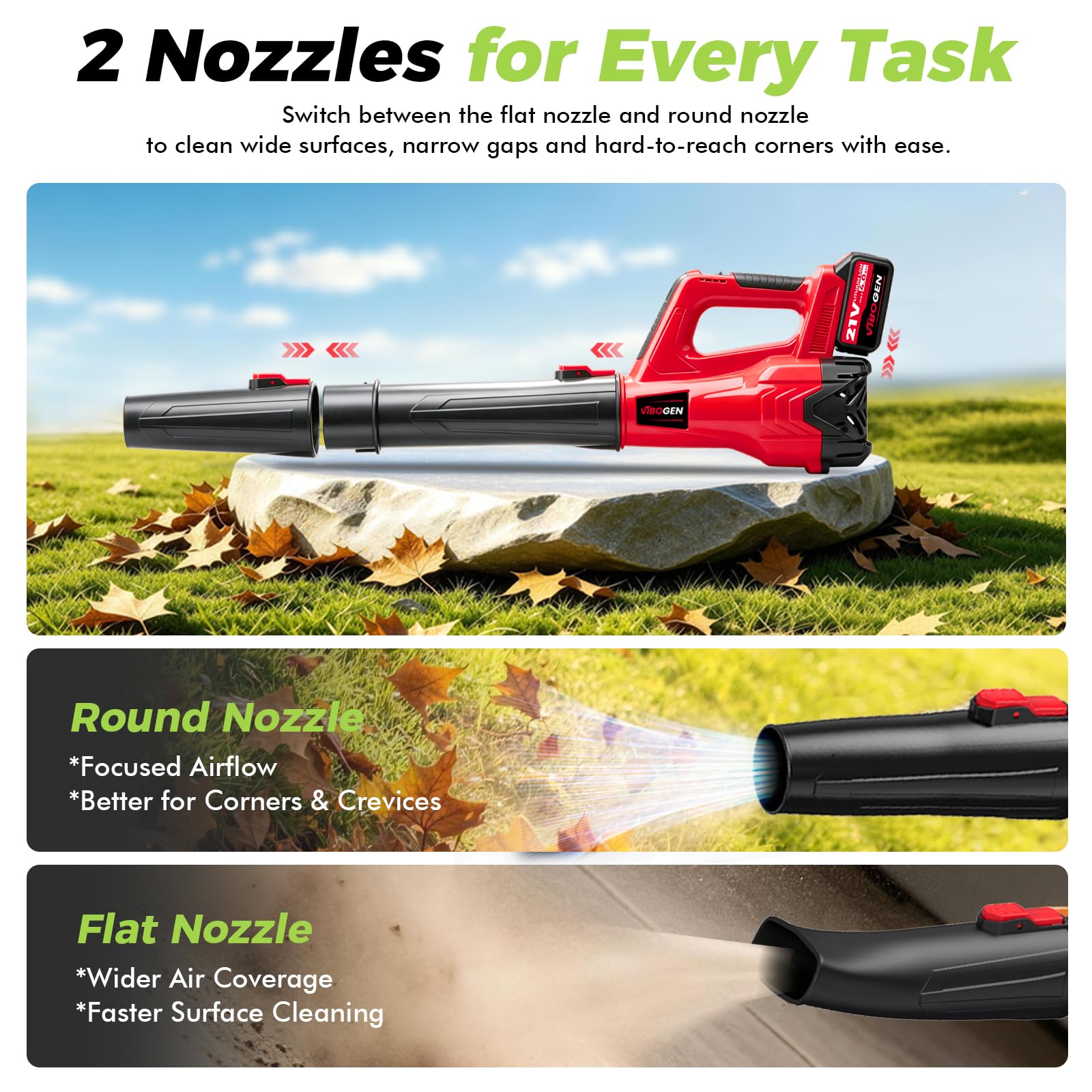 VIBOGEN Leaf Blower lightweight build for easy handling