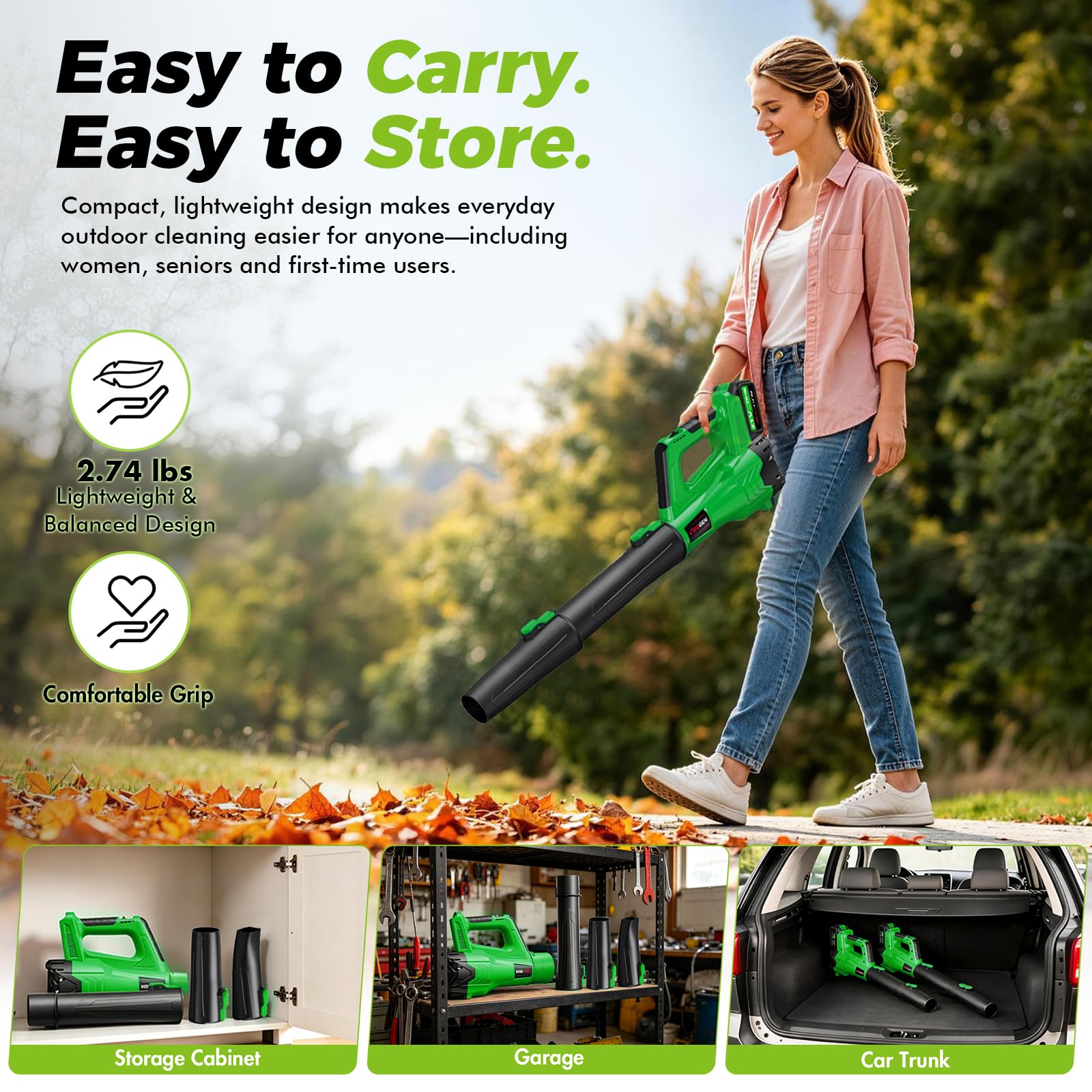 VIBOGEN Leaf Blower on patio clearing leaves