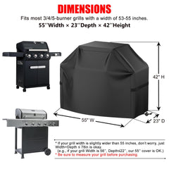 VIBOOS BBQ Grill Cover showing adjustable straps