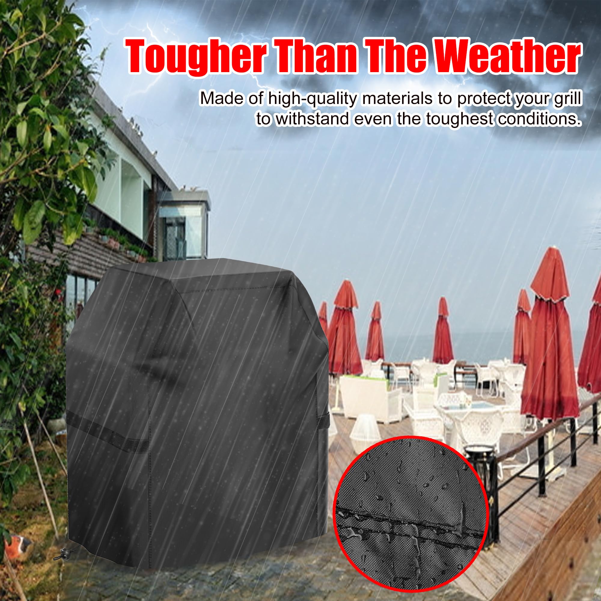 VIBOOS grill cover in sunlight showing waterproof material