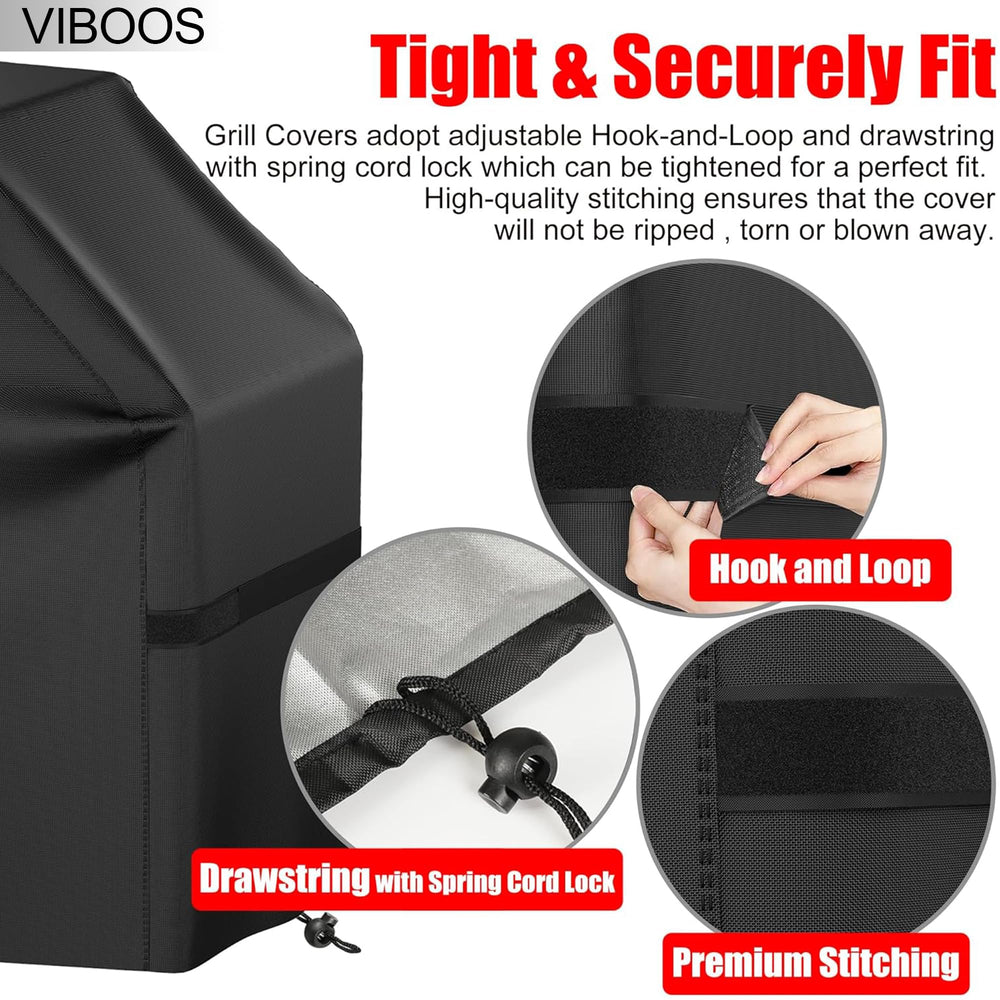 VIBOOS grill cover on a 3-burner BBQ in the garden