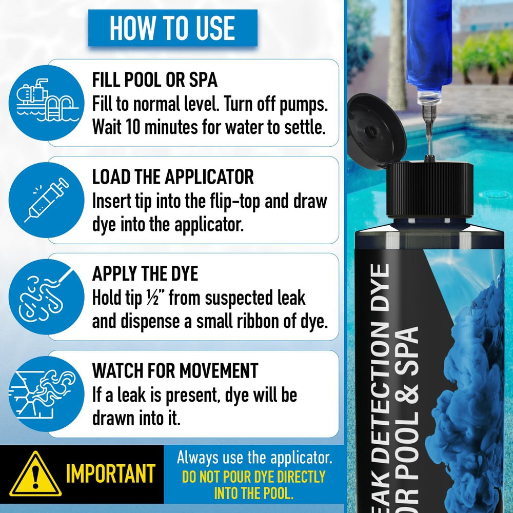 Vibrant blue dye flowing in water during leak testing
