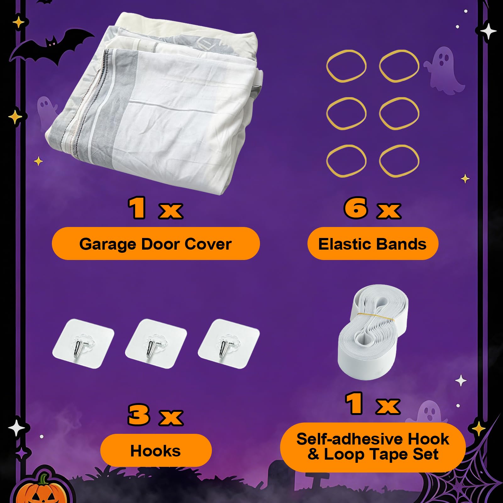 Vibrant colours of Allotall Halloween Garage Door Cover outdoor decoration