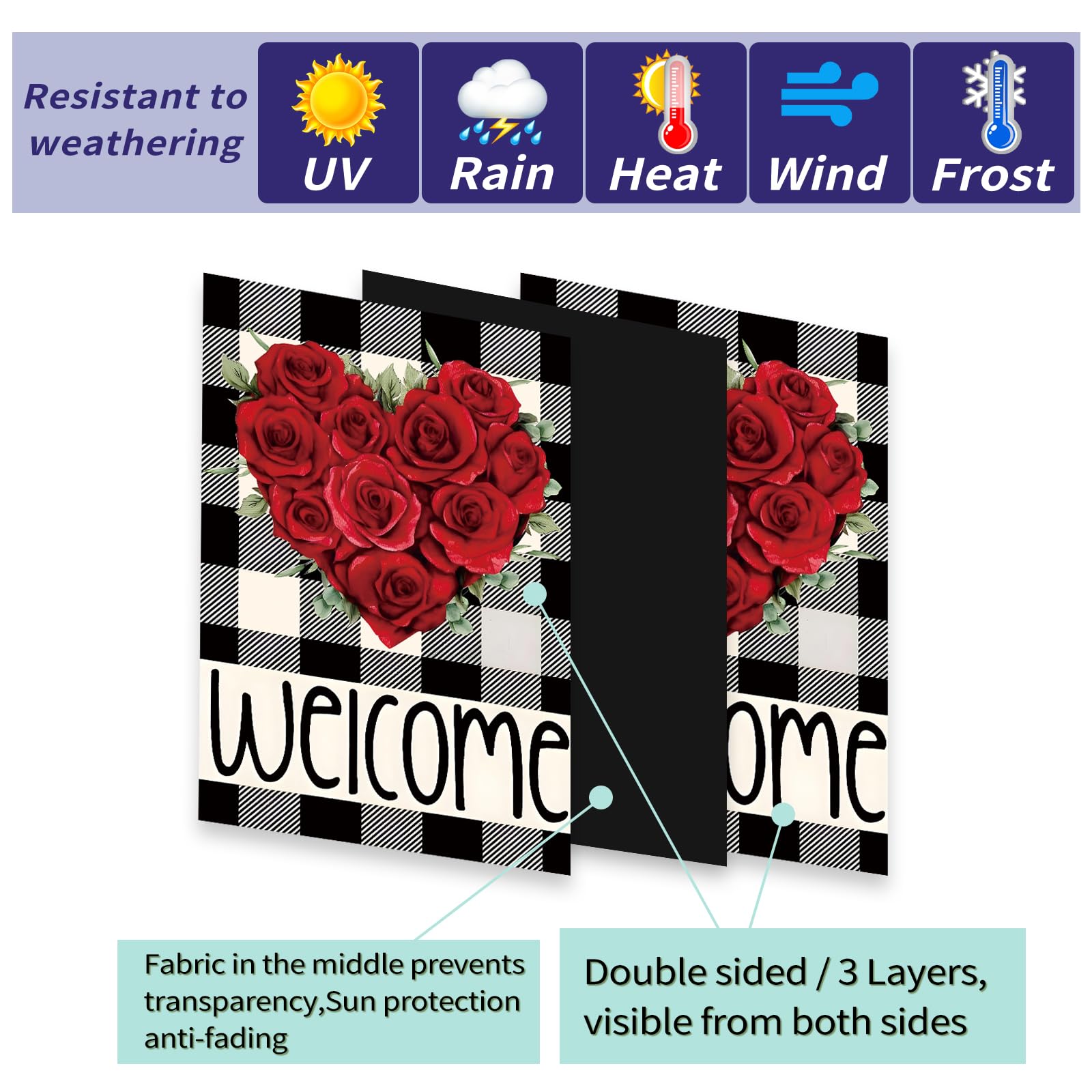 Vibrant Lumifan garden flags displayed on flag stand