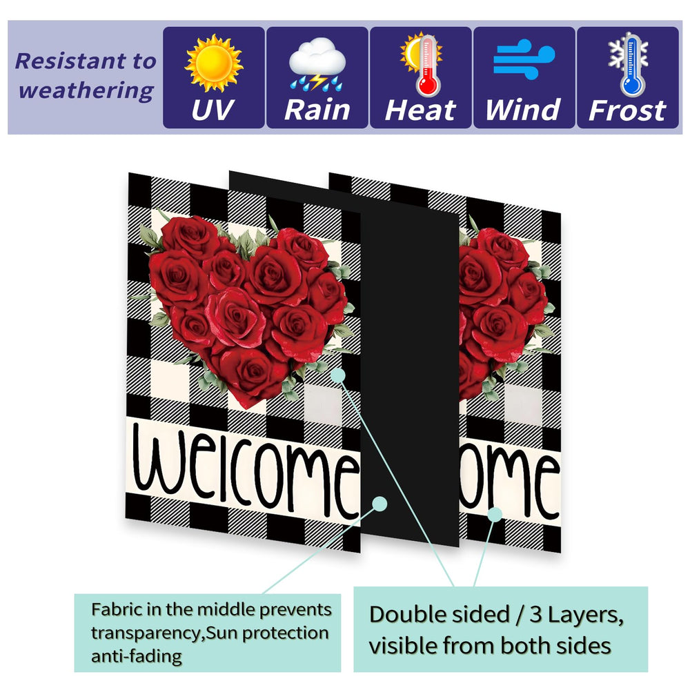 Vibrant Lumifan garden flags displayed on flag stand