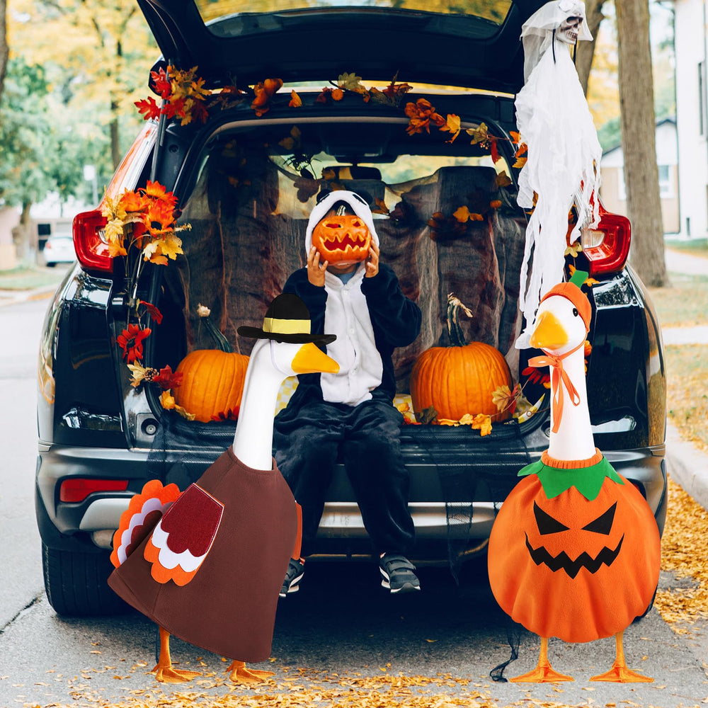 Vibrant orange and white goose outfit for Halloween