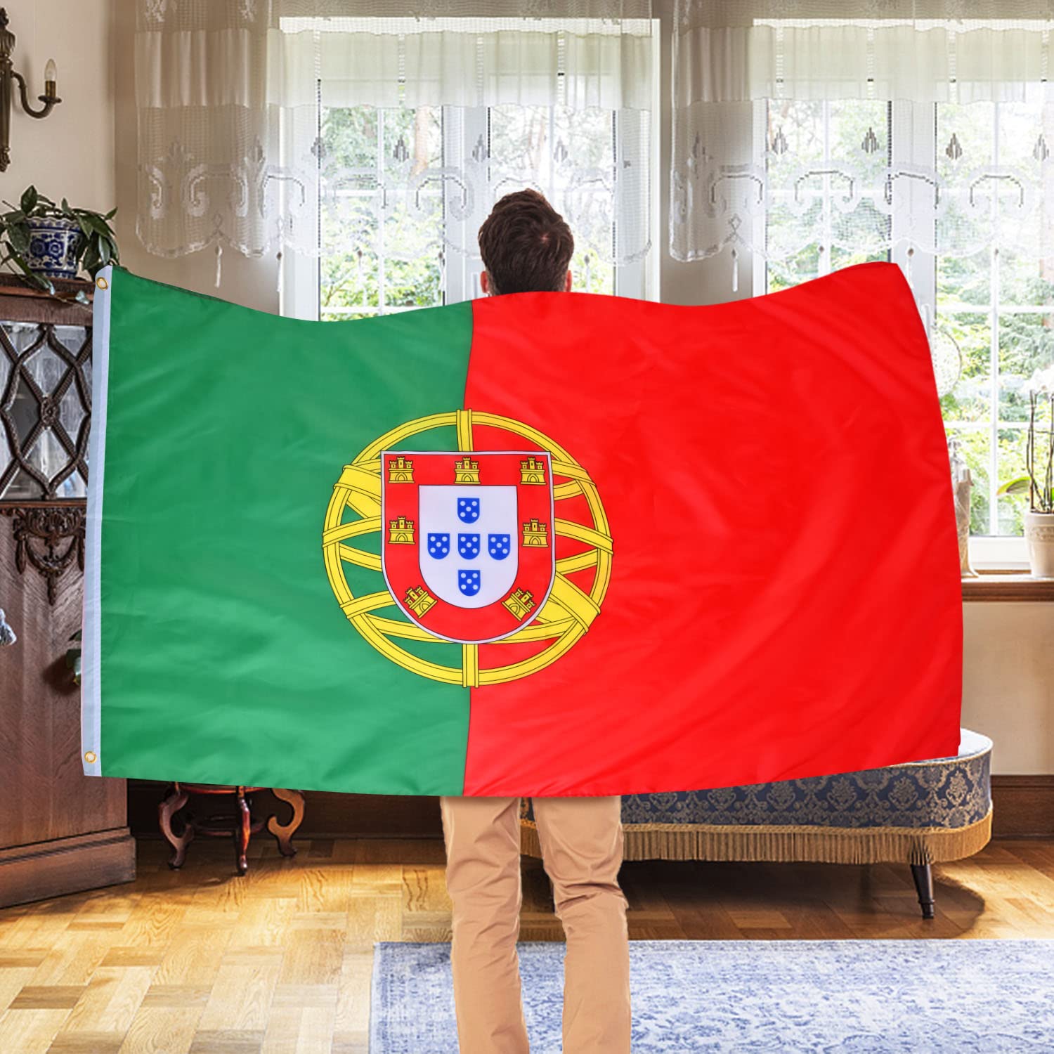 Vibrant Portugal flag with detailed printing and dyeing