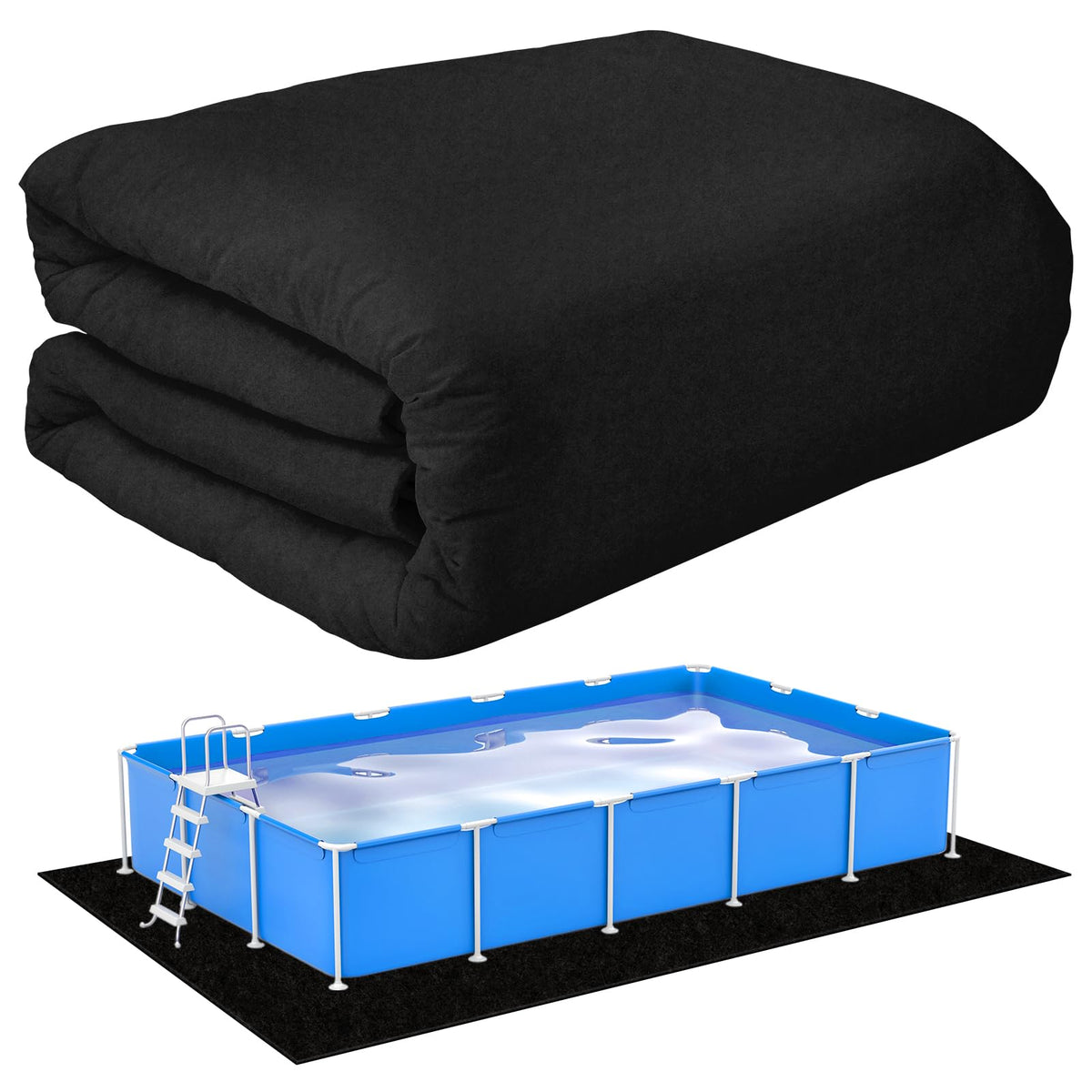 VICAMB 11x7.5 Ft pool liner pad black front view