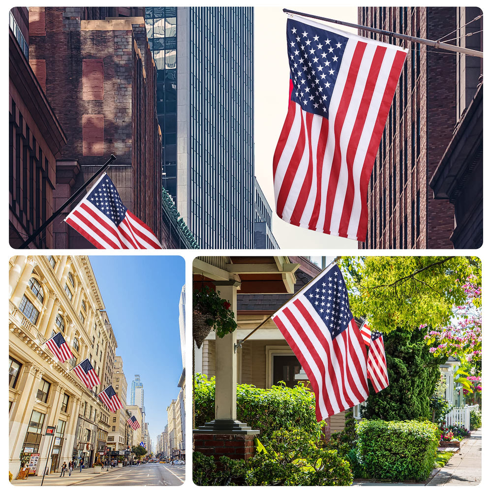 VICDRIA American Flag 3x5 ft hanging on a fence