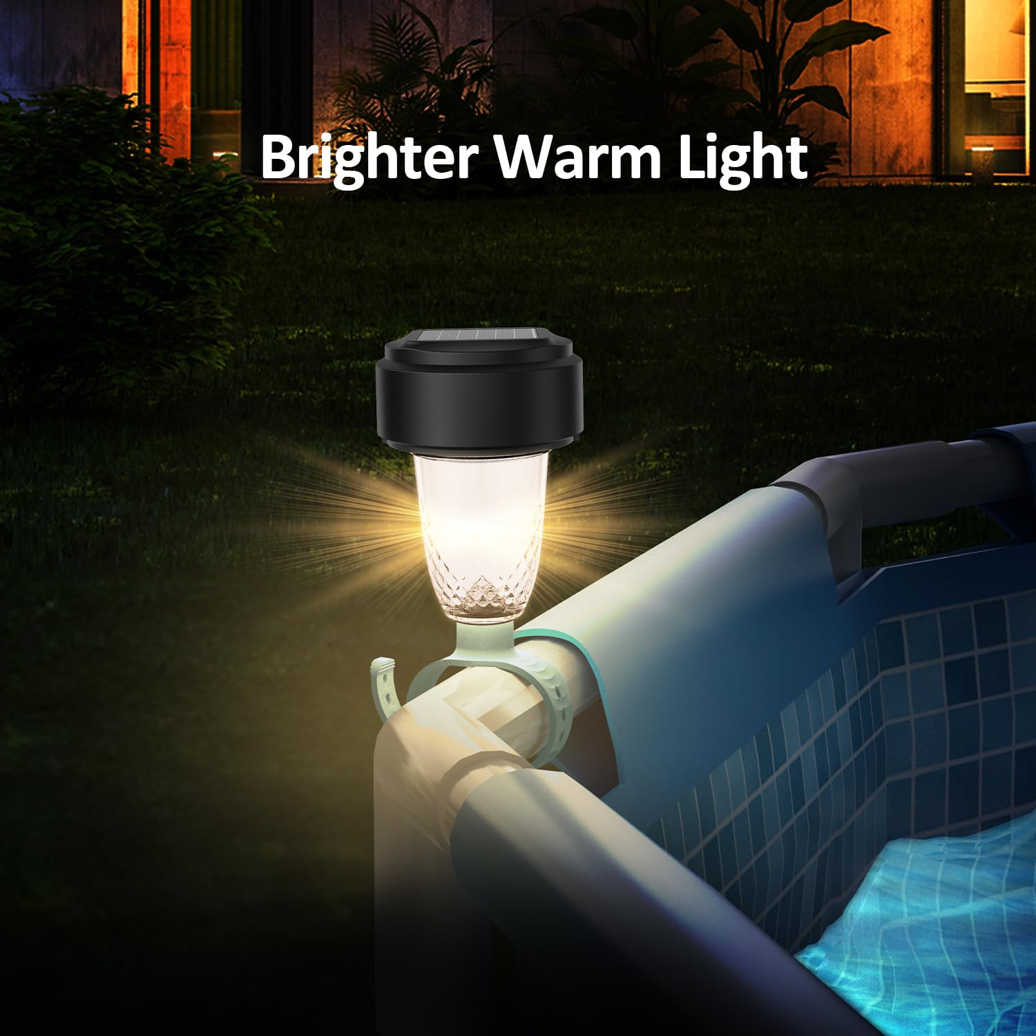 VICHTOP Solar Pool Light glowing at night