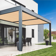 VICLLAX Shade Cloth in Wheat colour displayed on a garden