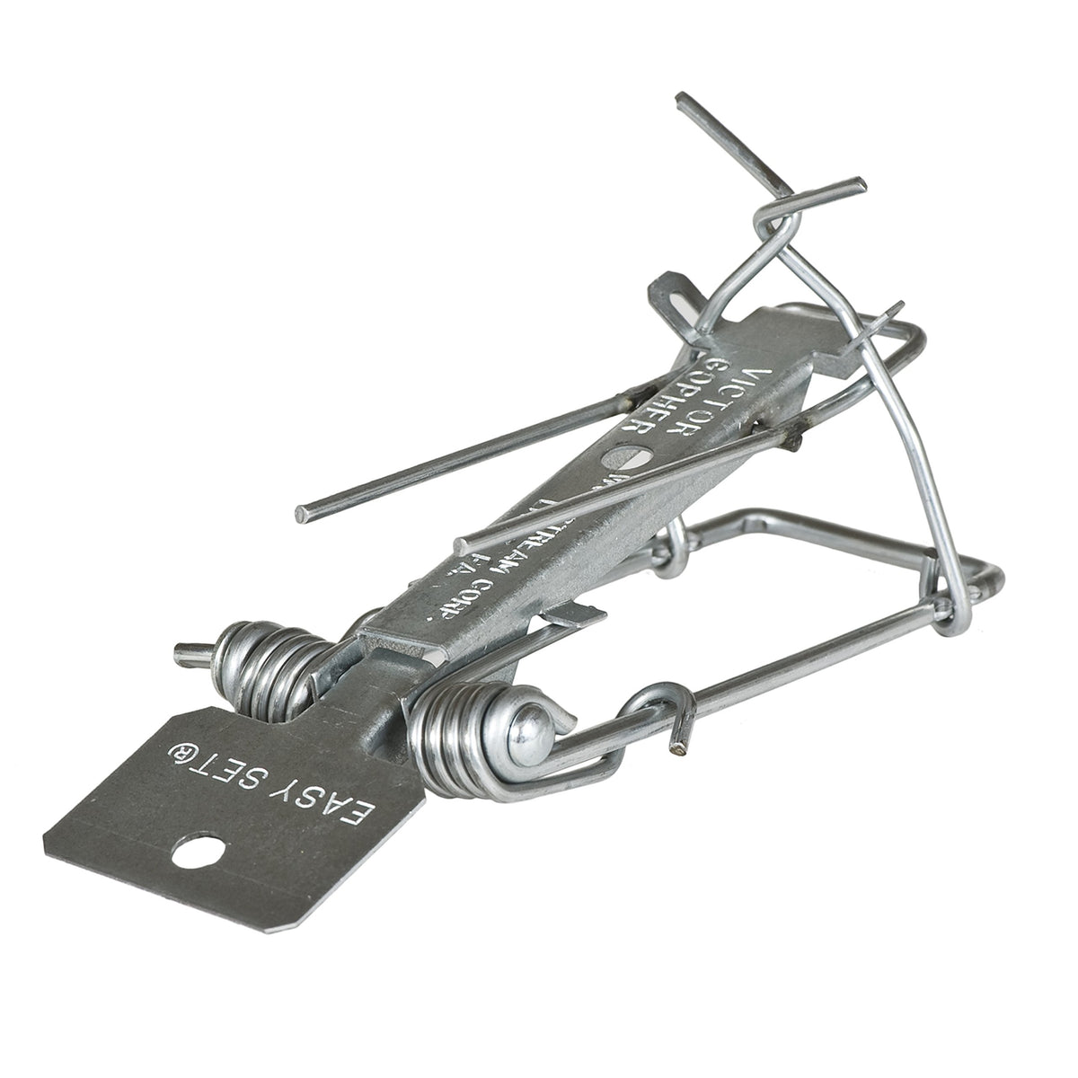 Victor Easy Set Gopher Trap front view with galvanized steel construction
