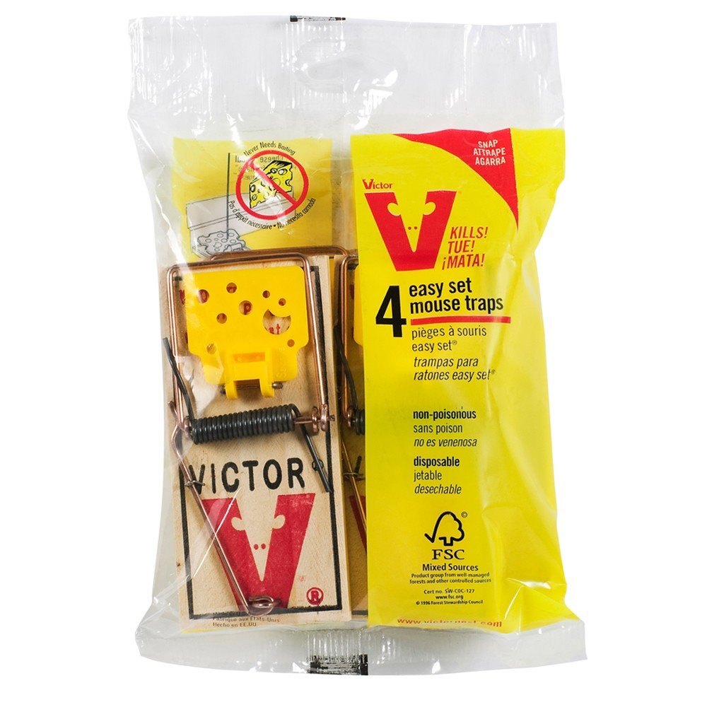 Victor Easy Set Mouse Trap 4 Pack with cheese pedal