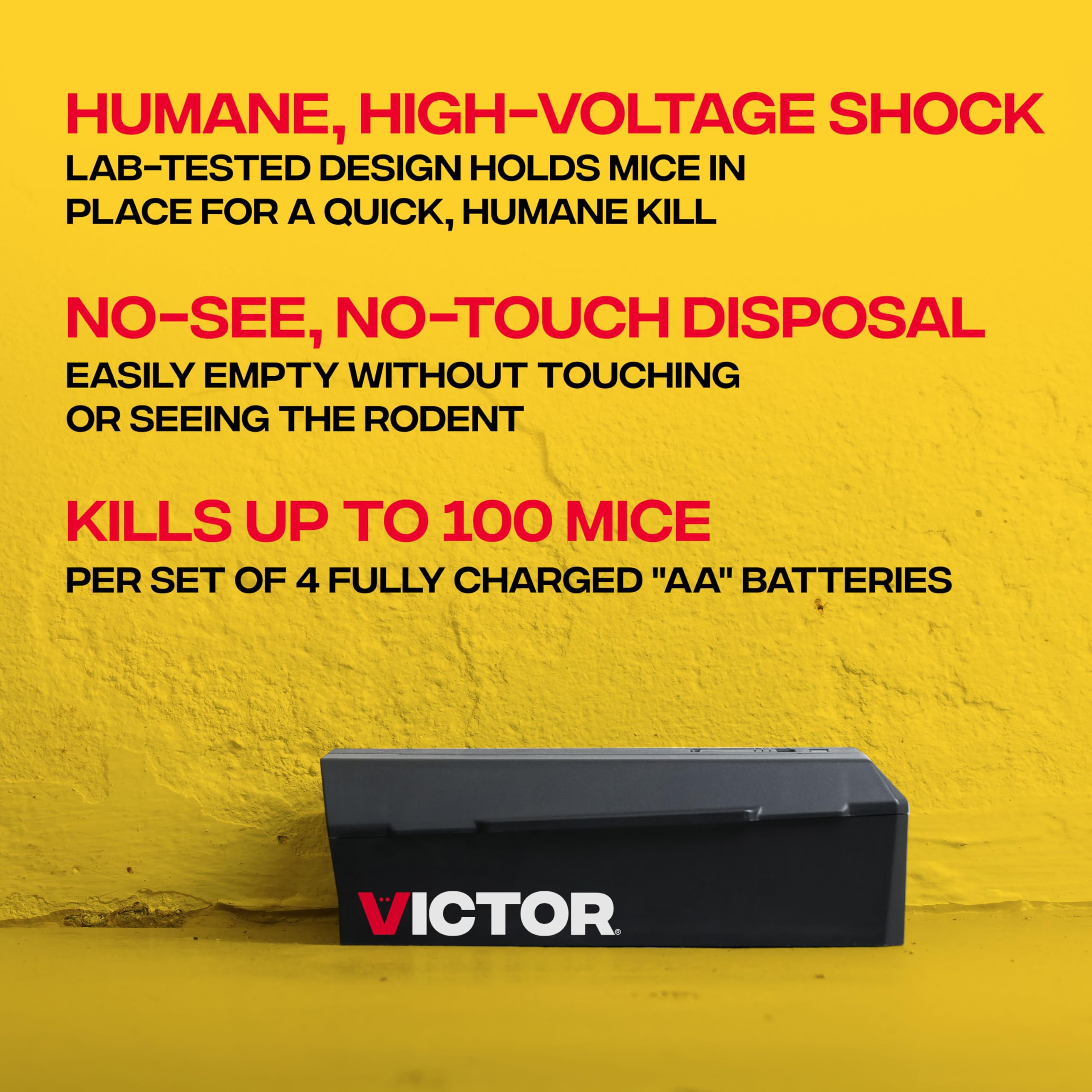 Victor Electronic Mouse Trap showing no-touch disposal feature