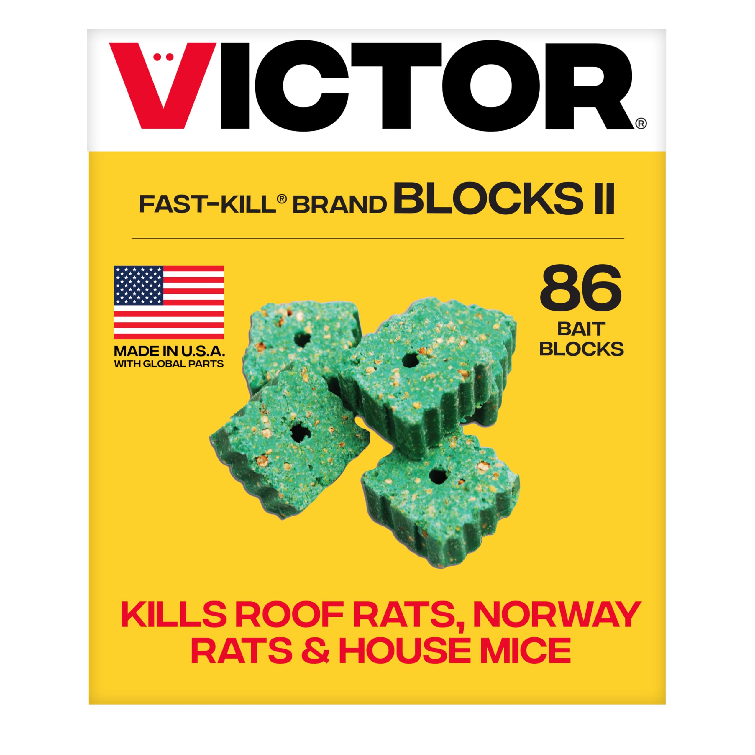 Victor Fast-Kill Bait Blocks II 4 lb bag front view