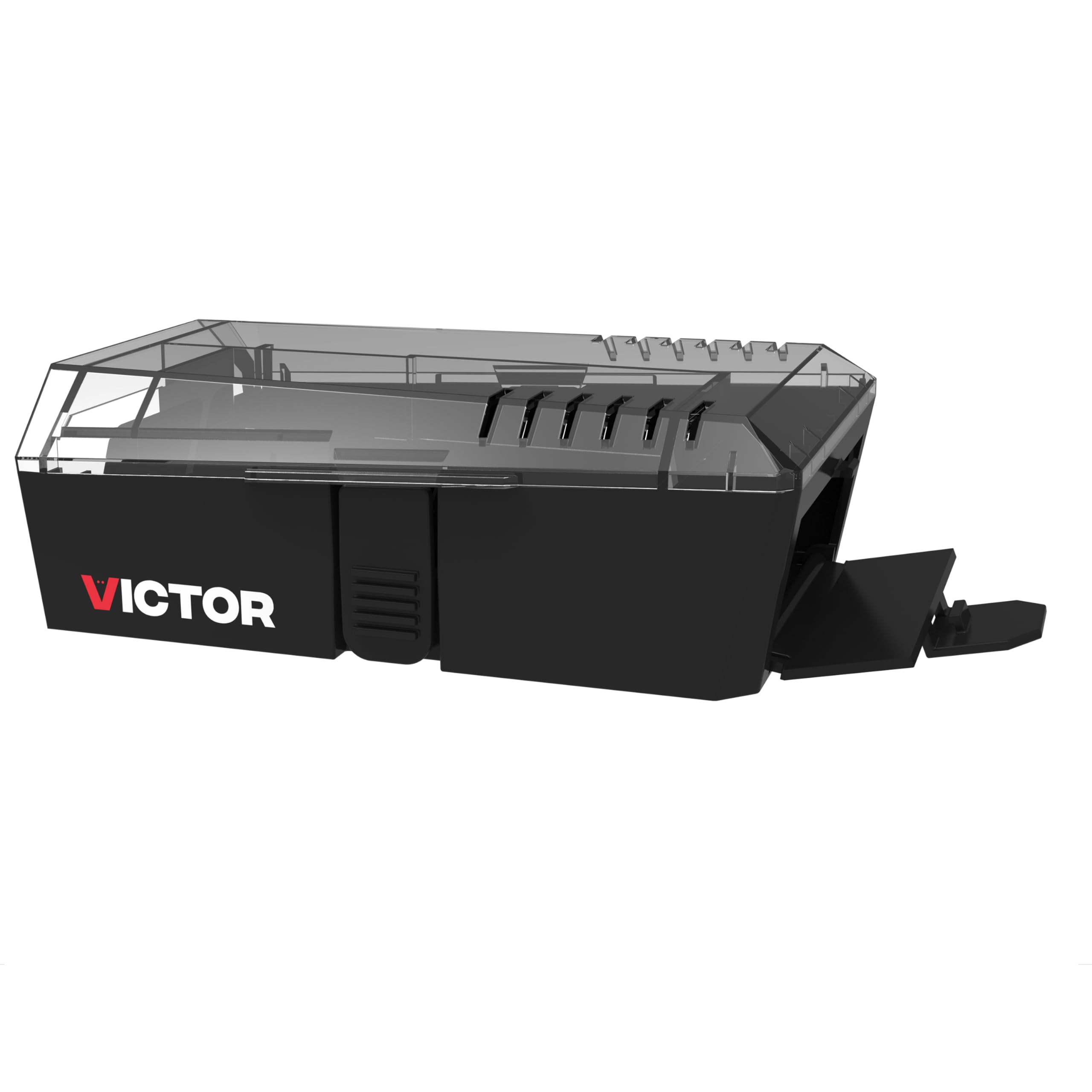 Victor Mouse Trap with transparent lid showing caught mouse