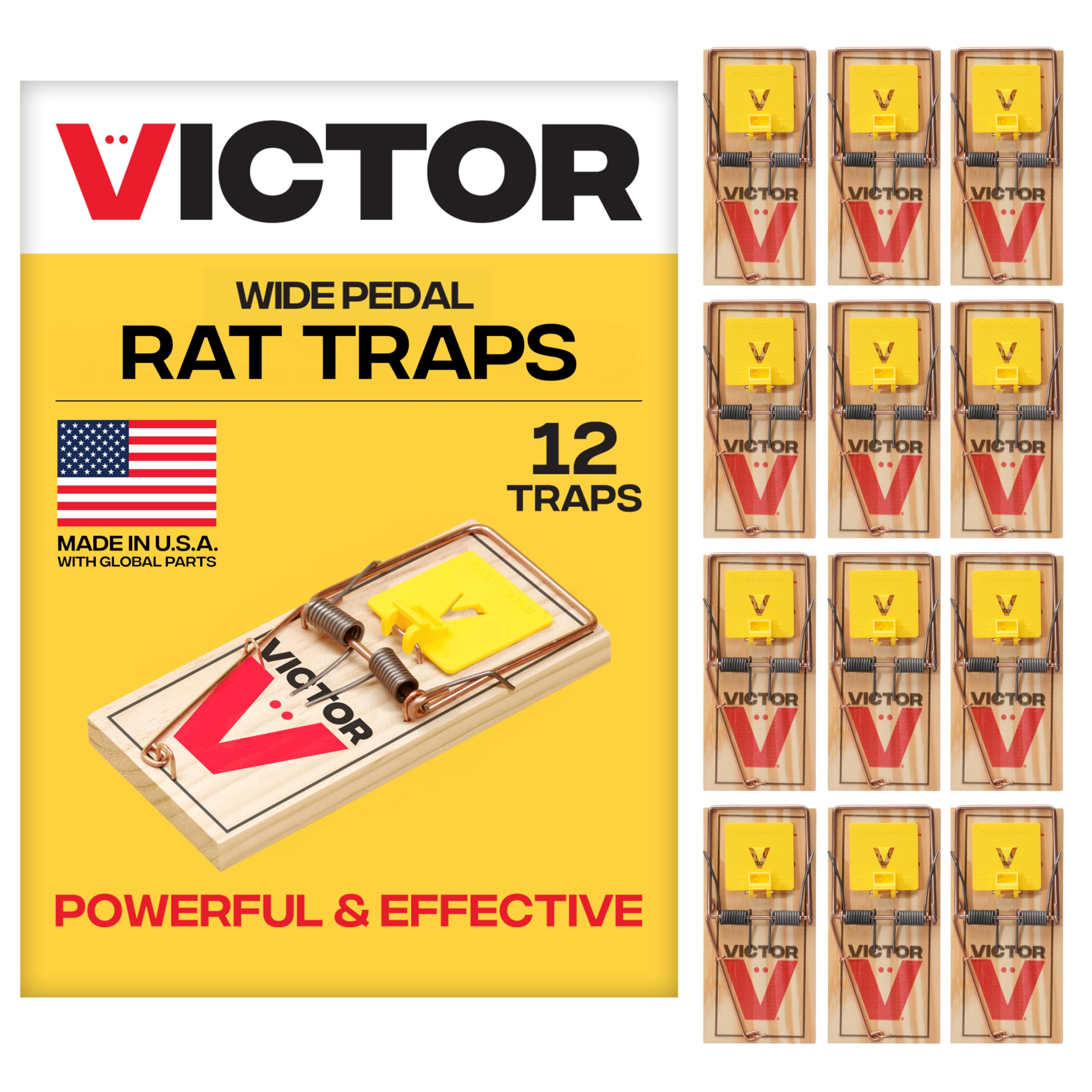 Victor Wide Pedal Snap Rat Trap front view with packaging