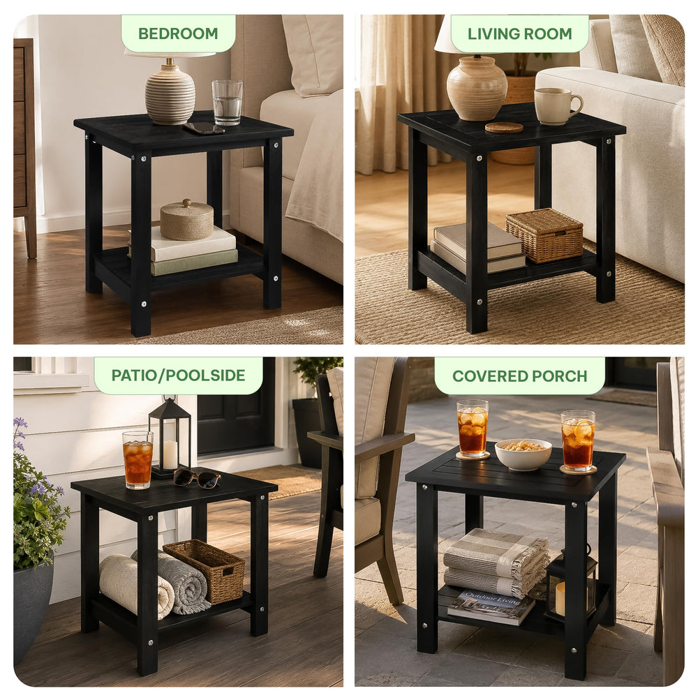 VICTORY RELAX Acacia Wood Adirondack Side Table in a living room setting