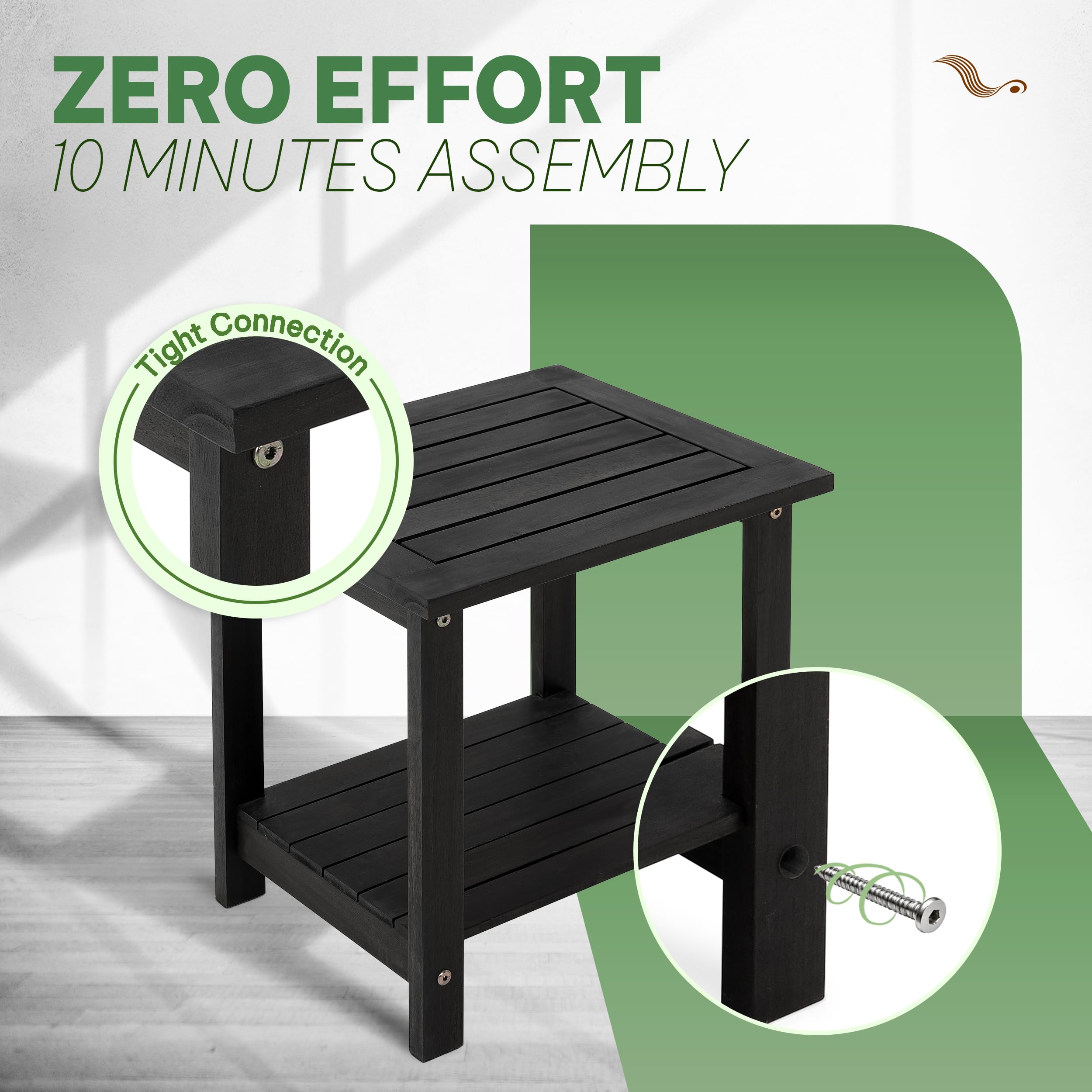 VICTORY RELAX Acacia Wood Adirondack Side Table with rounded edges for safety
