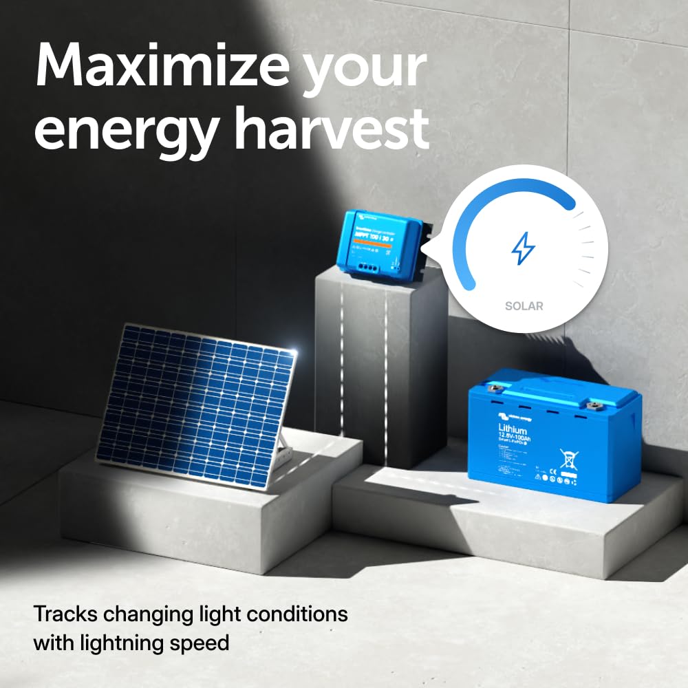 Victron Energy SmartSolar MPPT charge controller connected to solar panel