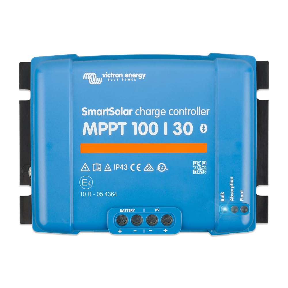 Victron Energy SmartSolar MPPT charge controller front view with Bluetooth connectivity