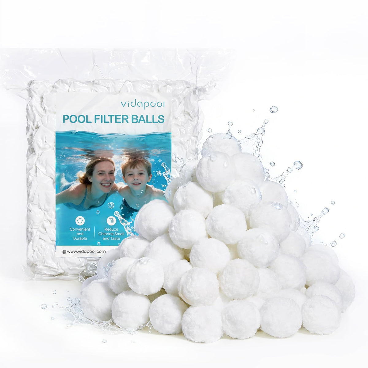 Vidapool 4.6 lbs pool filter balls front view
