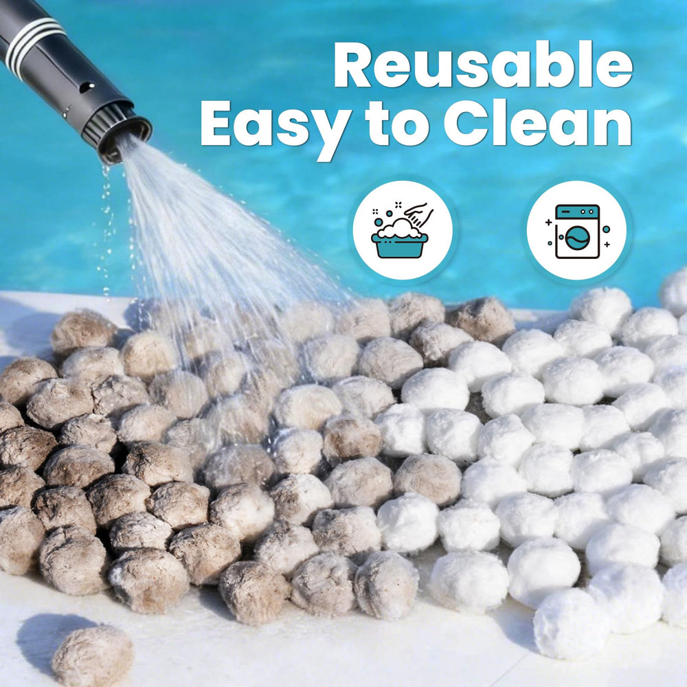 Vidapool pool filter balls during washing process