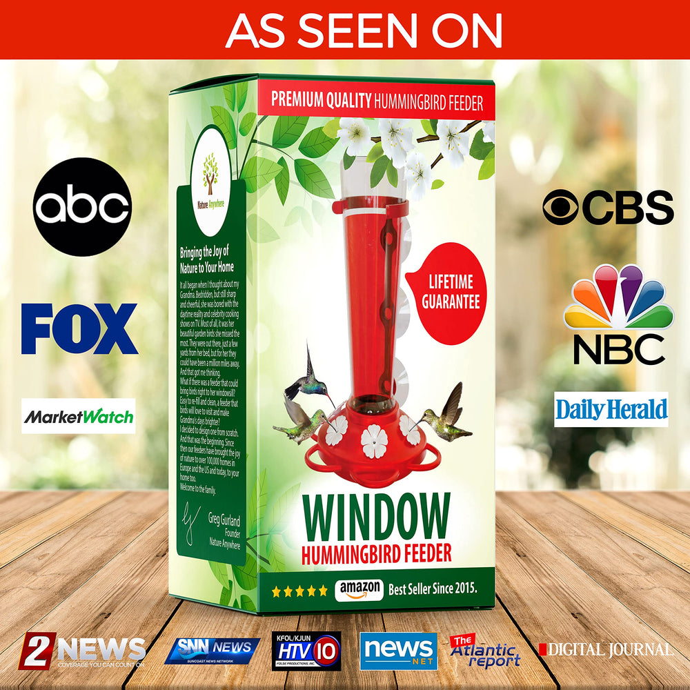 View of hummingbirds feeding from the Nature Anywhere feeder