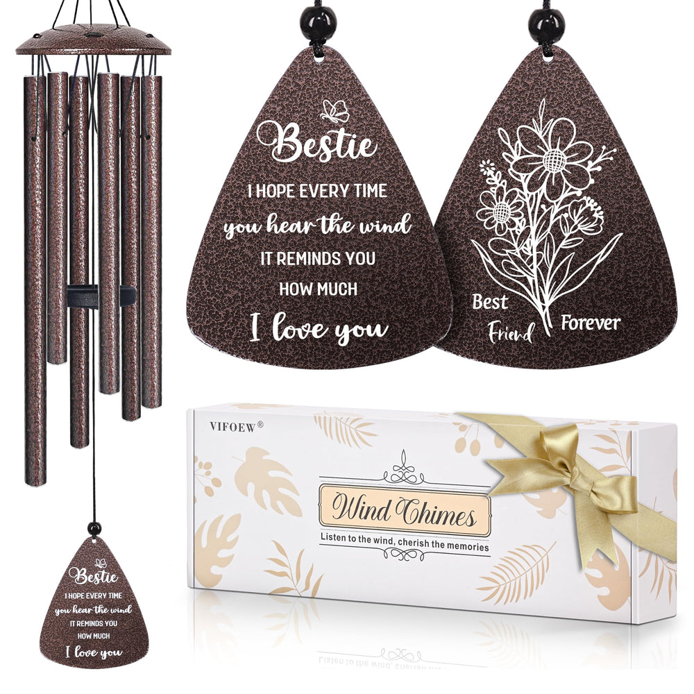 vifoew 32-inch bronze wind chimes with engraved pendant
