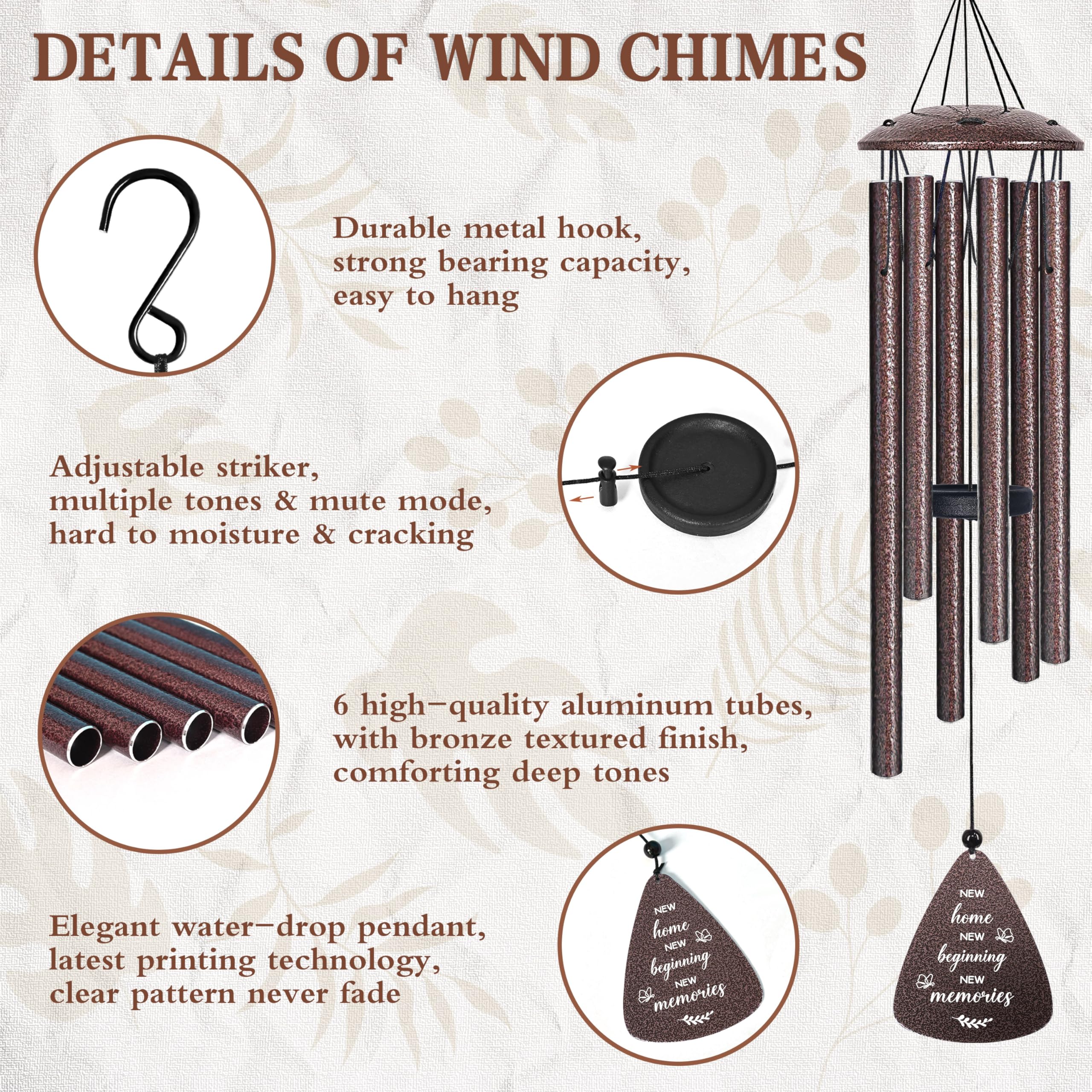 vifoew bronze wind chimes hanging in garden
