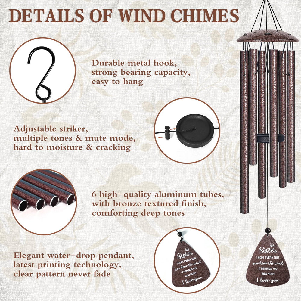 vifoew wind chime tubes close-up showing anodized finish