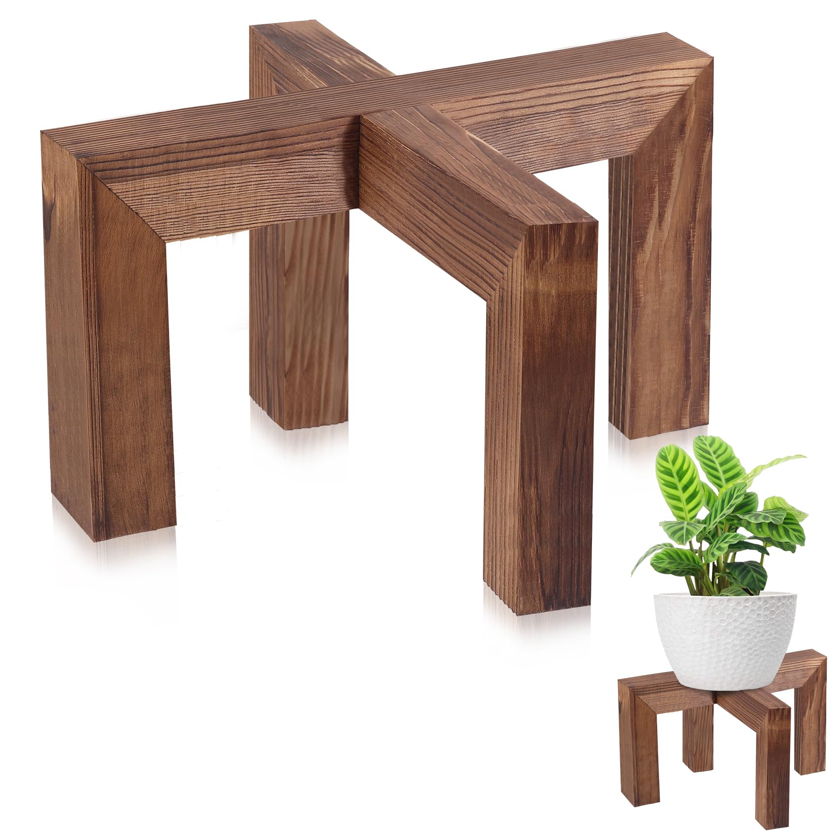 Vigordream Plant Stand front view in walnut finish
