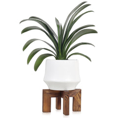 Vigordream Plant Stand with a potted plant, walnut finish
