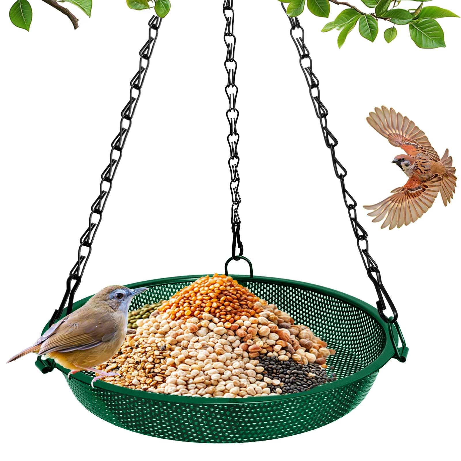 VIHSIPR Hanging Platform Bird Feeder in green from the front