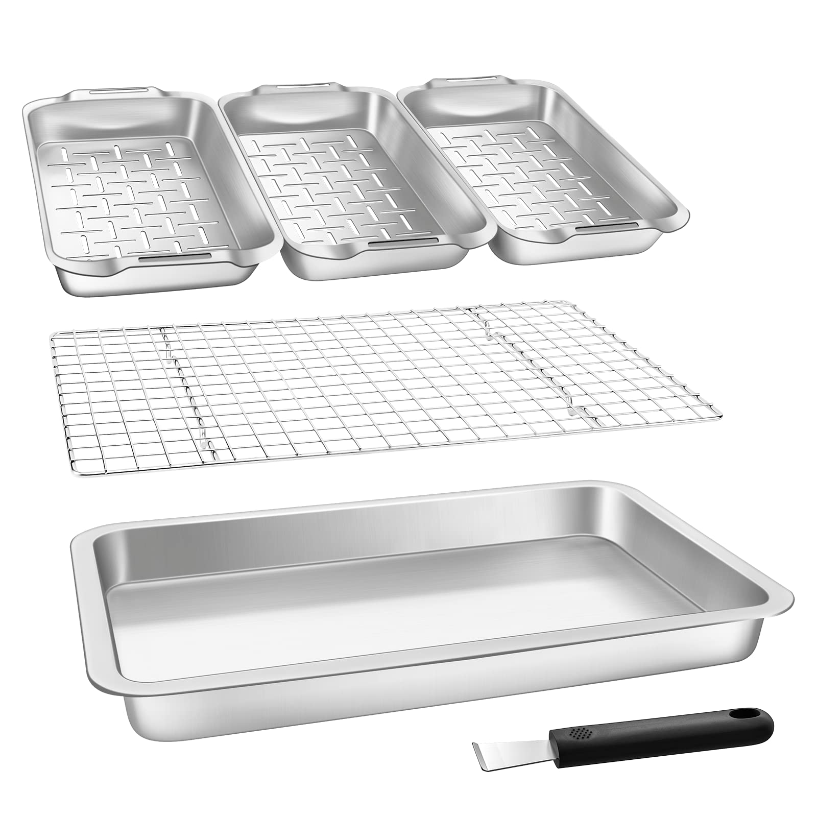 VIKEYHOME 6-piece grill carry system set including grill pan and baskets