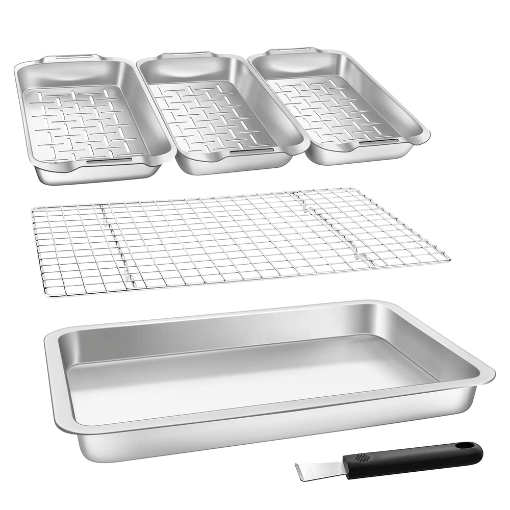 VIKEYHOME 6-piece grill carry system set including grill pan and baskets