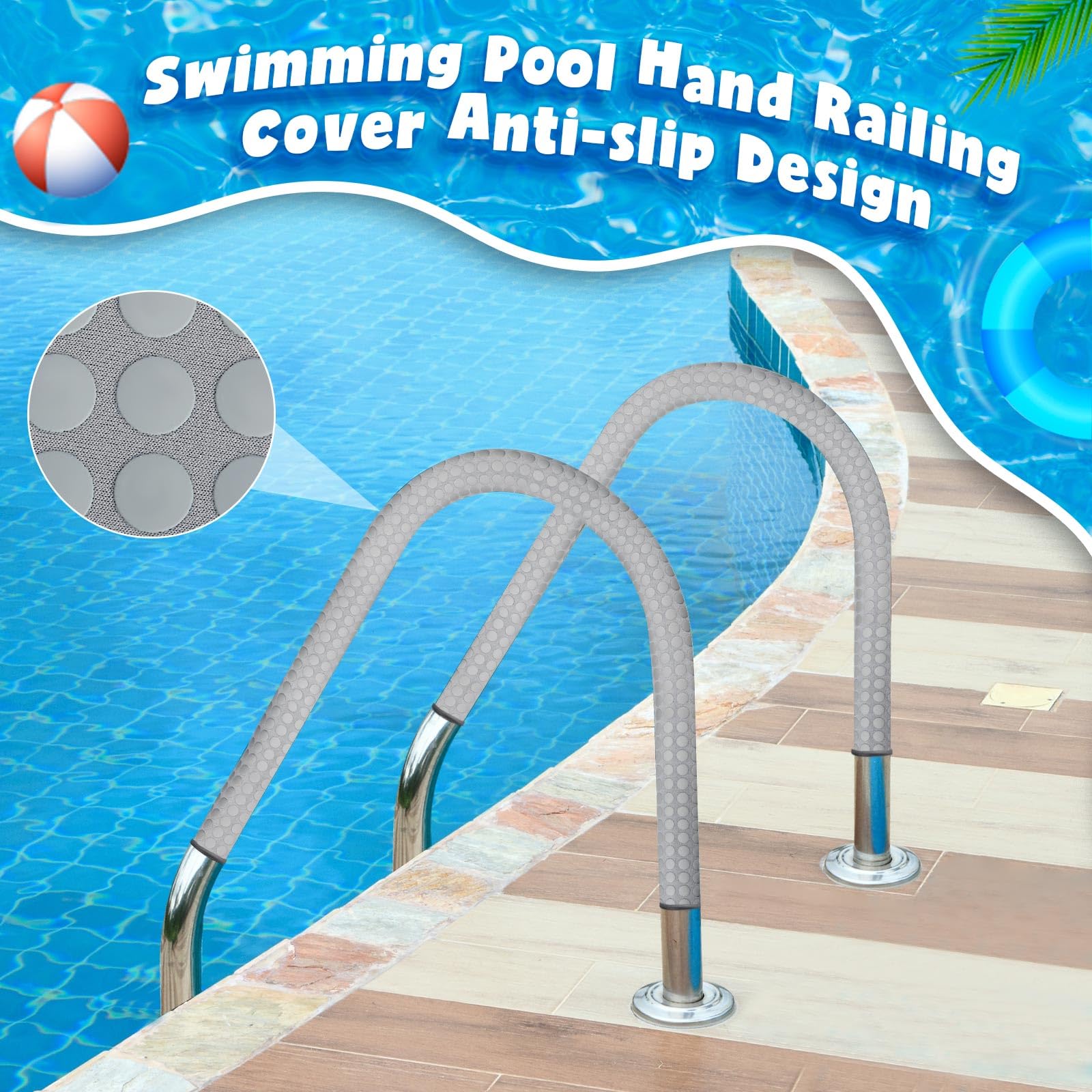 Vincreem 6 ft pool handrail cover displayed on a handrail