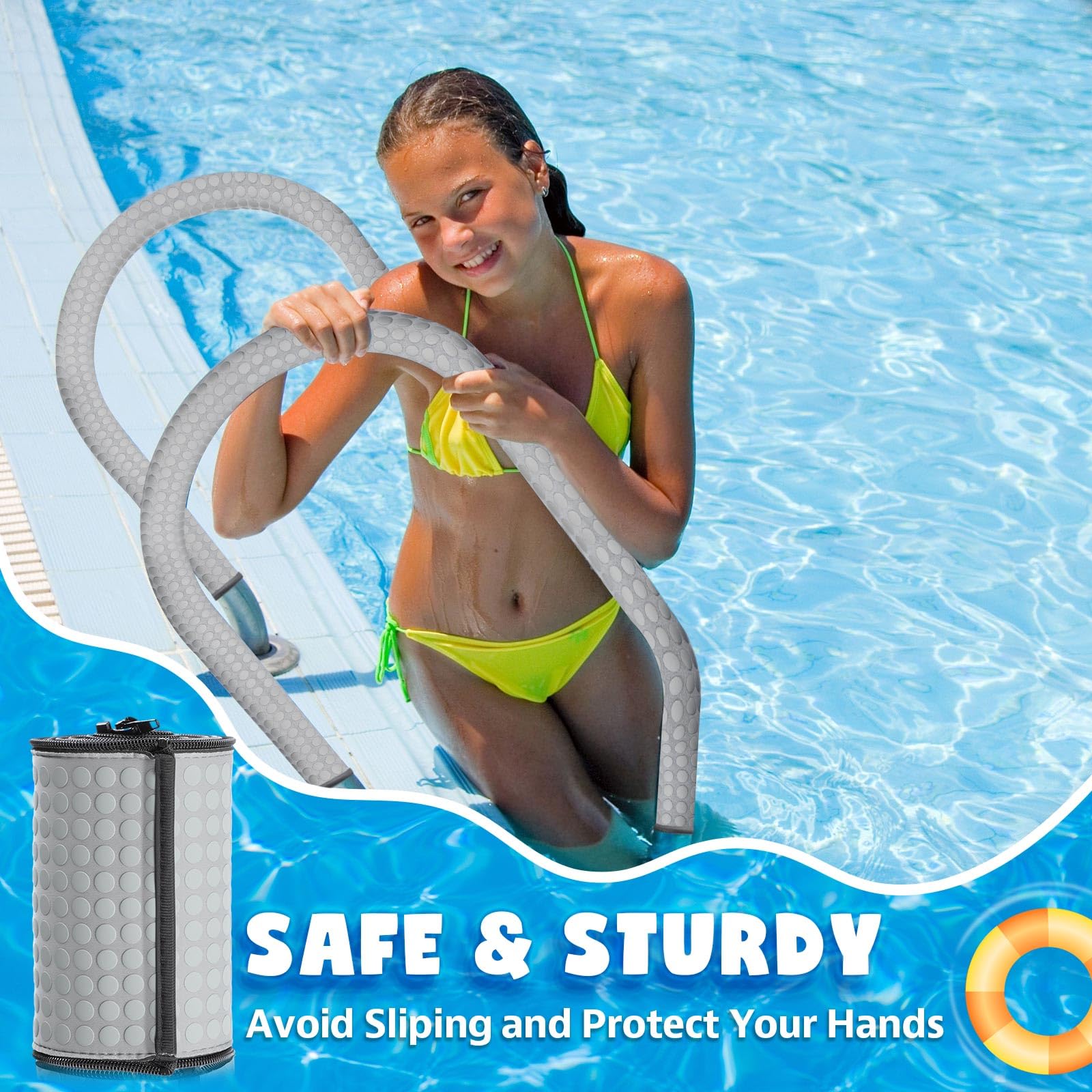 Vincreem 6 ft pool handrail cover packaging with specifications