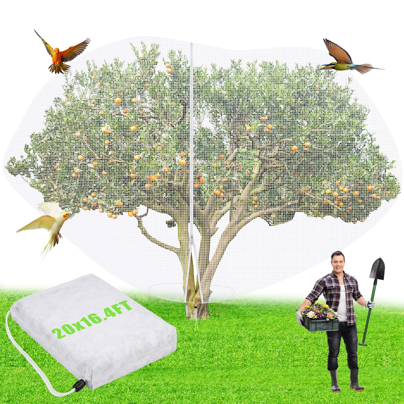Vincreem Large Fruit Tree Netting 20 x 16.4 ft front view