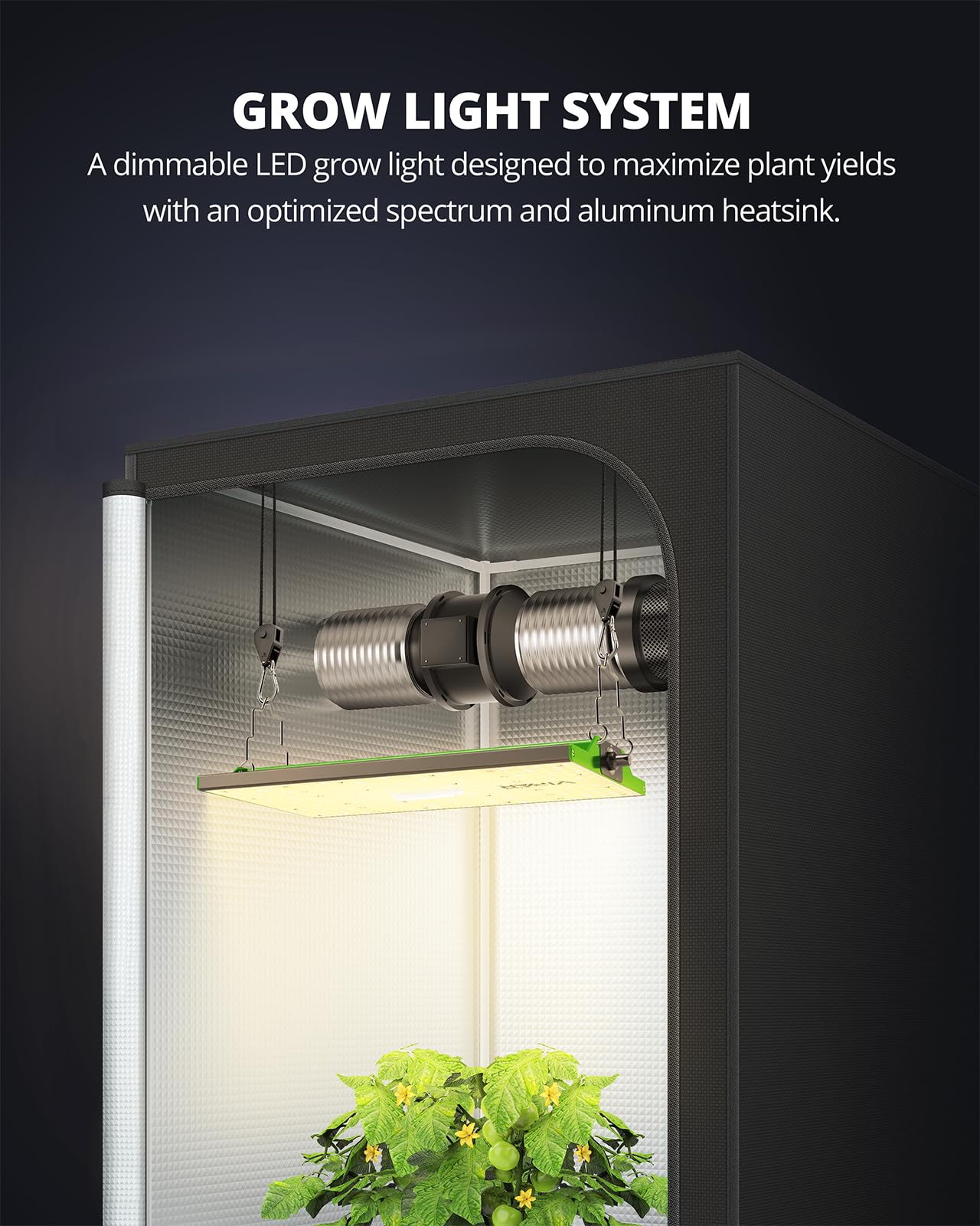 VIPARSPECTRA grow light in a plant setup