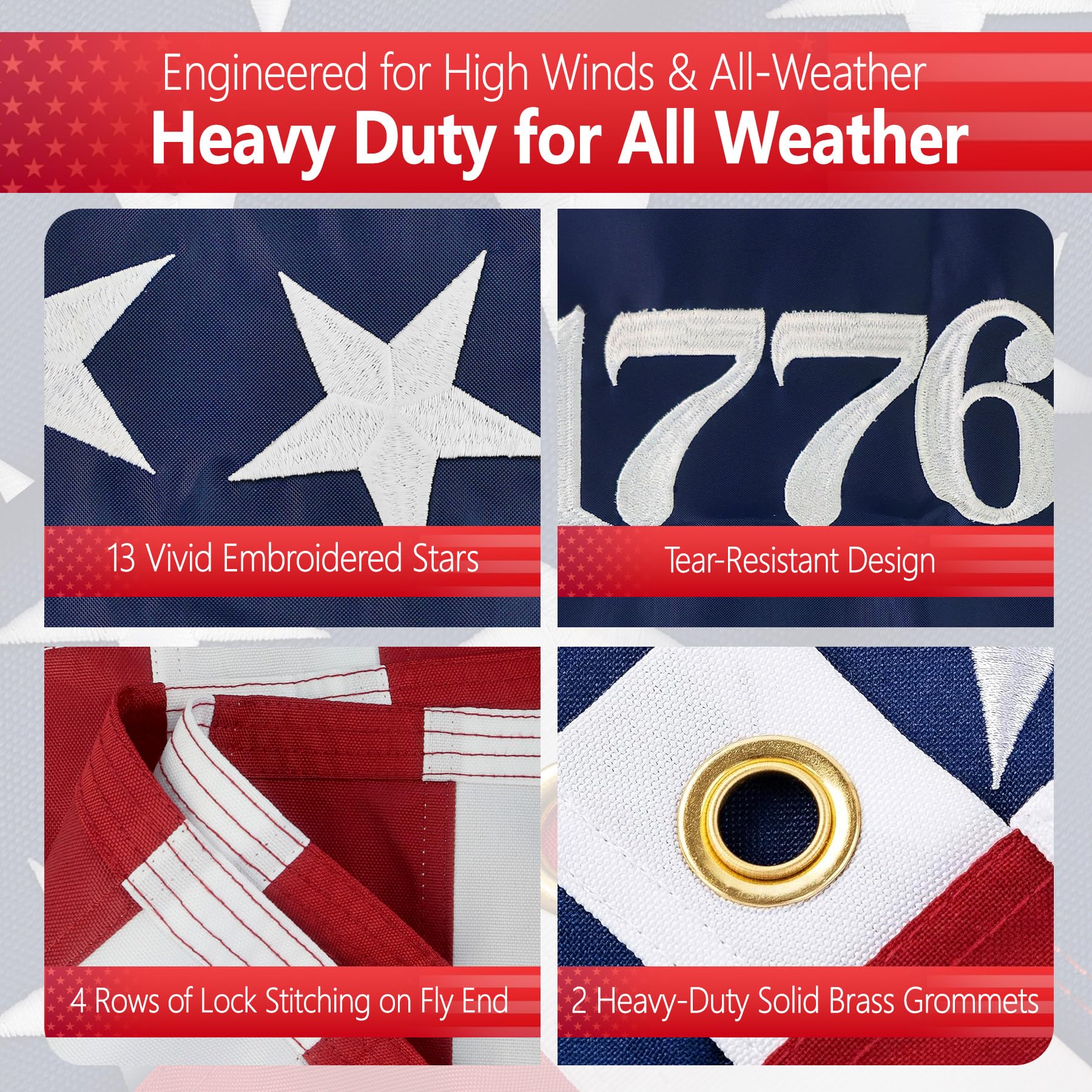 VIPMEN 250th Anniversary American Flag with grommets